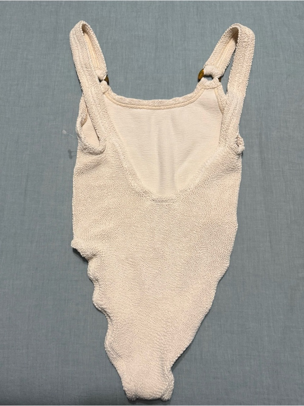 Hunza G Domino Cream Textured Knitted One-Piece Swimsuit - Picture 5 of 6